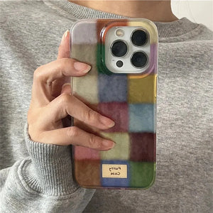 Color Block Checkered Phone Case