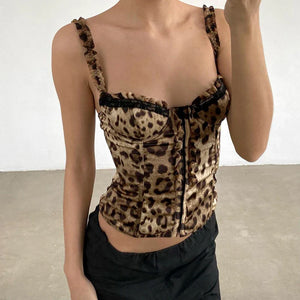 Y2K Leopard Corset Top