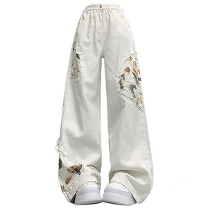 Self Made Lace Detail Baggy Jeans