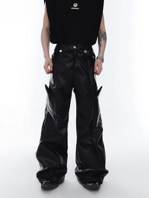 Cyberpunk Faux Leather Wide Leg Pants