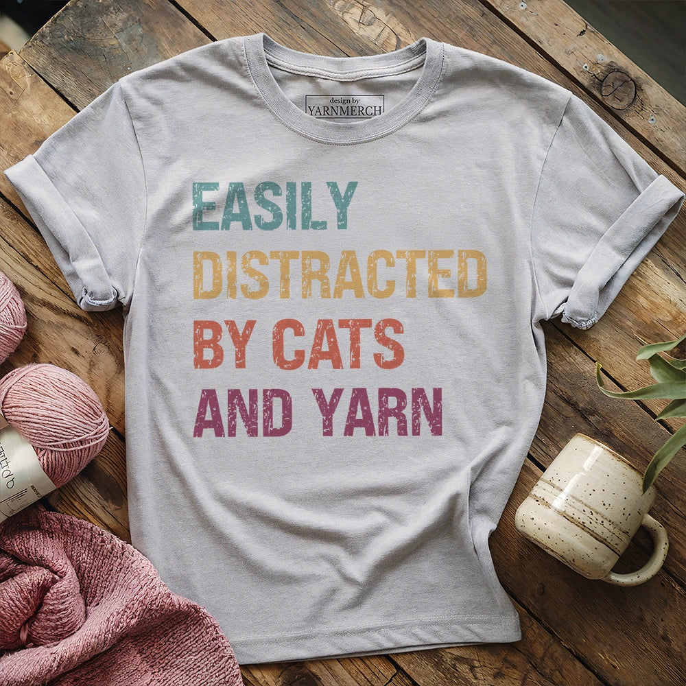 Distracted by Cats & Yarn T-shirt