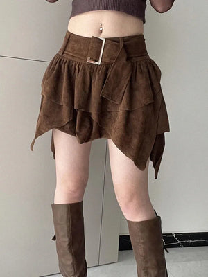 Fairycore Suede Mini Skirt