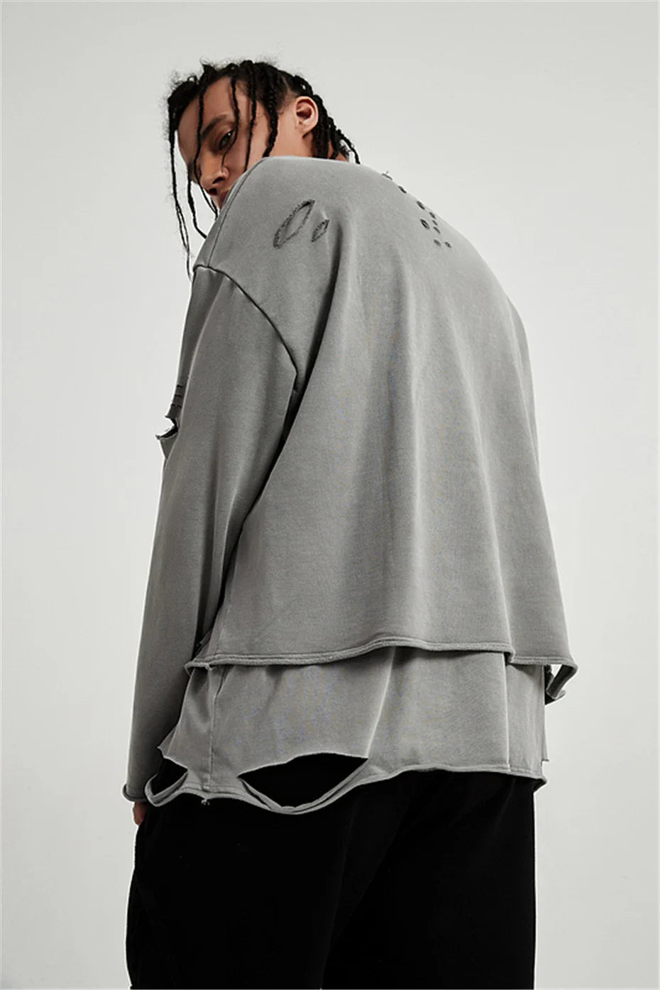 Grunge Ripped Layered Sweatshirt