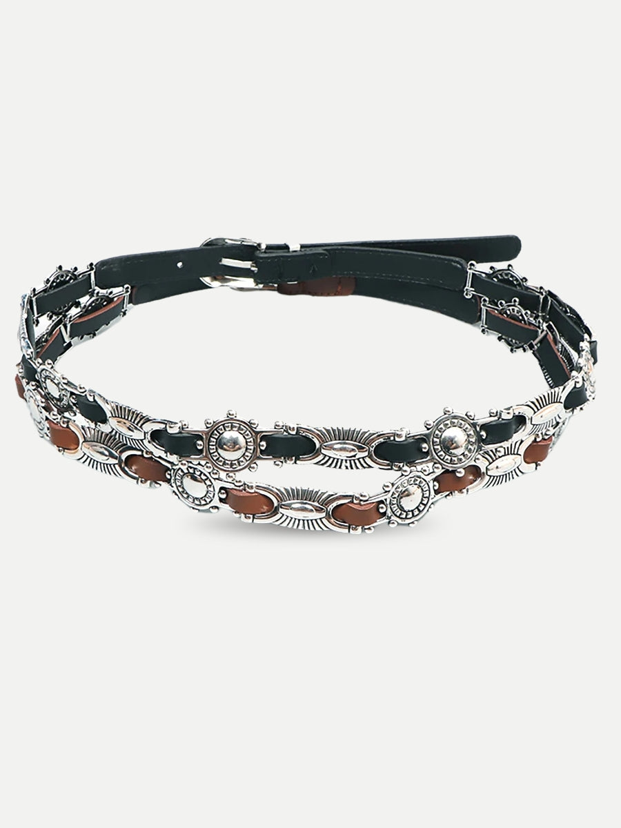 Metal Faux Leather Tiny Belt