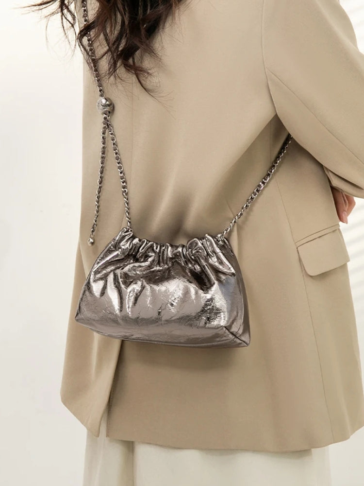 Metallic Ruched Bag