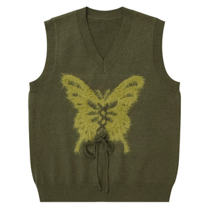 Butterfly Knit Vest in Green