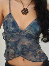 Paisley Mesh Crop Top