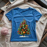 Yarn Christmas Tree Lady V-neck
