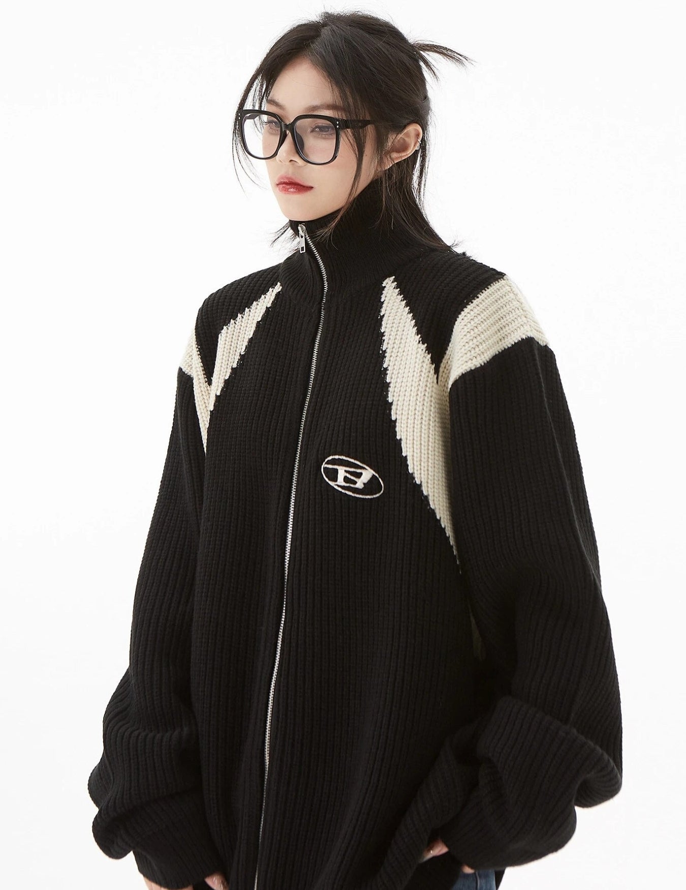 Turtleneck Zip-Up Cardigan