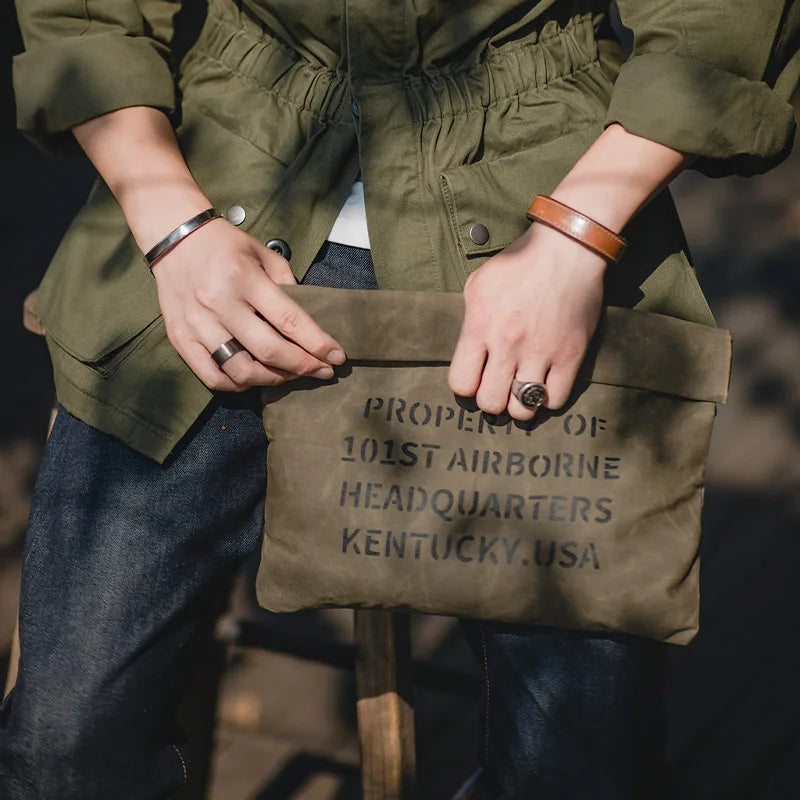 Waxed Canvas Clutch Bag