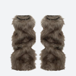 Y2K Grunge Faux Fur Leg Warmers