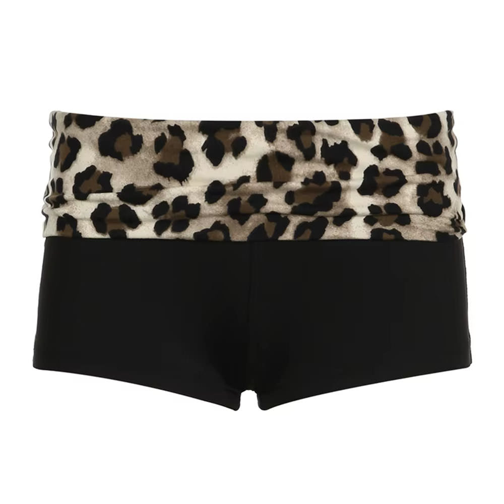 Y2K Leopard Bardot Top & Shorts Set
