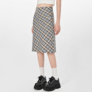 Gossip Goes Around Plaid Midi Skirt
