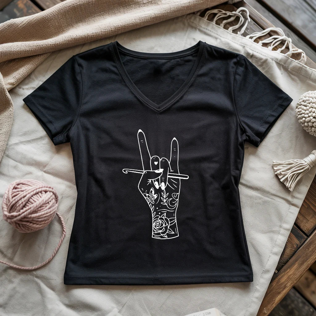 Crocheting Rock Lady V-neck