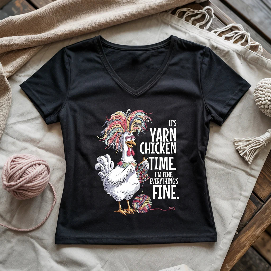 Yarn Chicken Time Lady V-neck