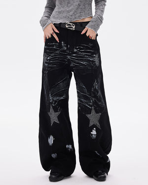 Black Star Wide Leg Jeans