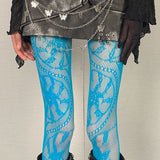 Lace Pattern Tights in Blue