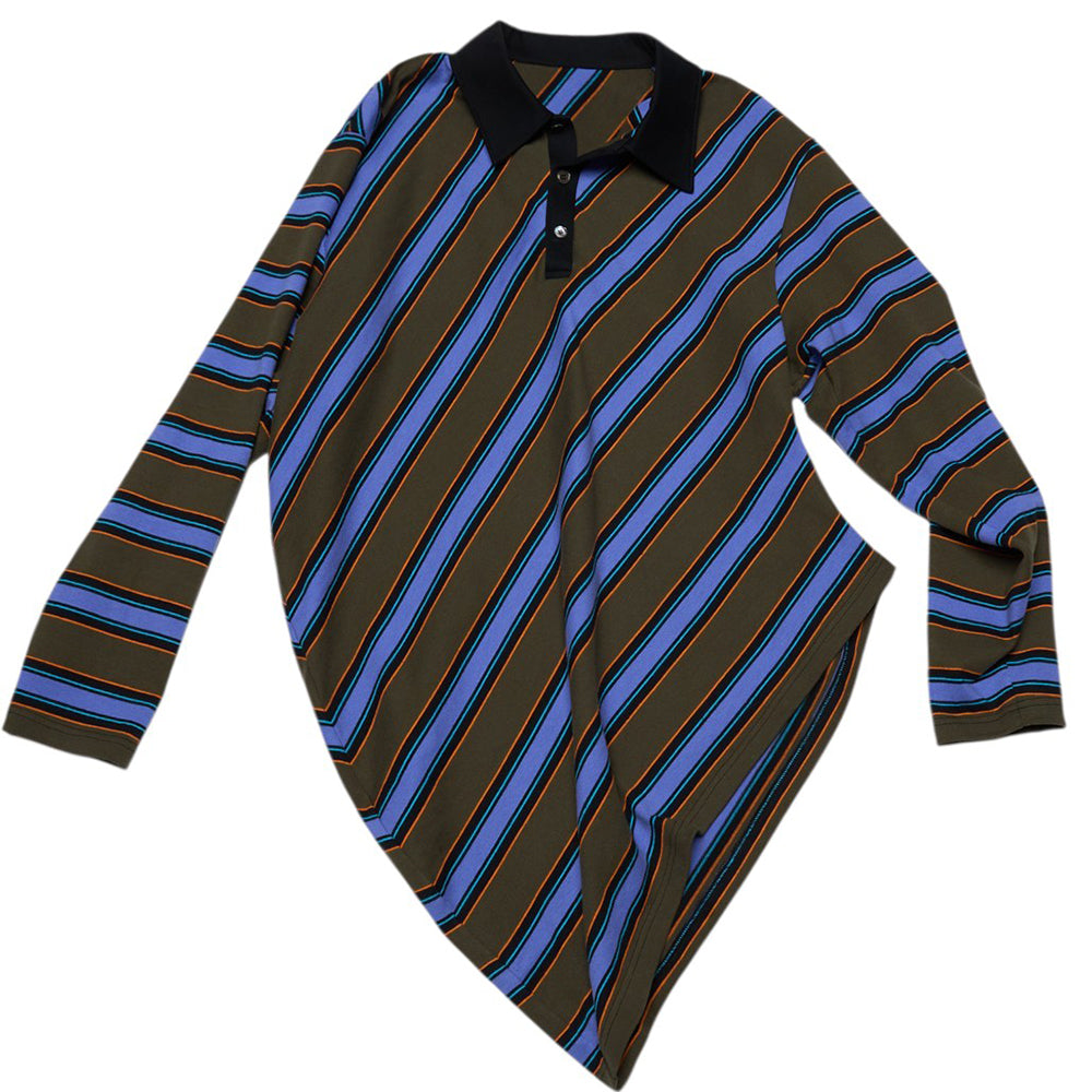 Brown Blue Stripe Rugby Polo
