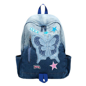 Y2K Style Butterfly Denim Backpack