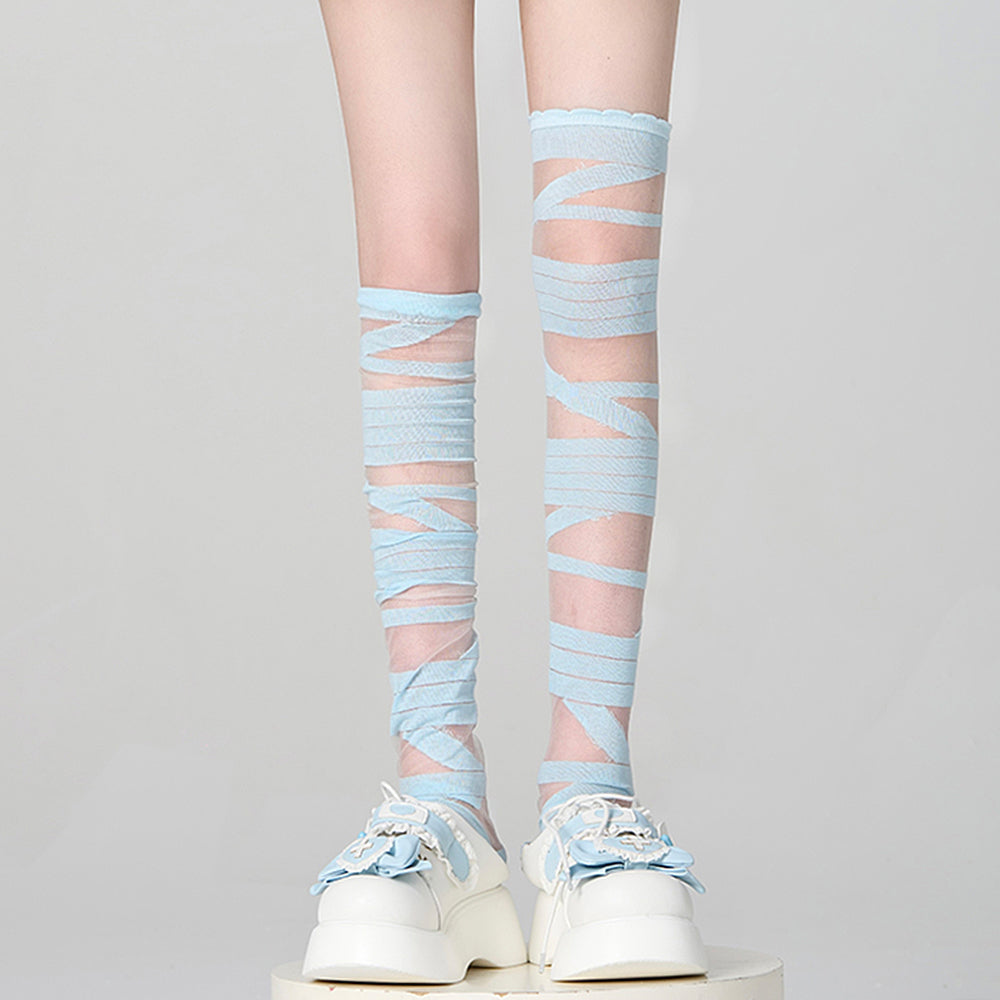 Soft Girl Crisscross Lace-Up Socks