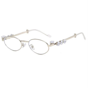 Crystal Metal Oval Sunglasses