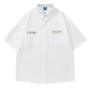 Floral Embroidery Gingham Shirt