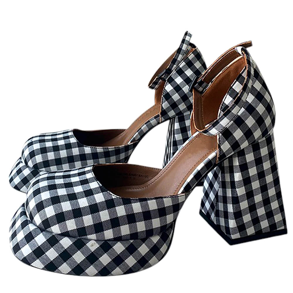 Gingham Mary Jane Platform Heels
