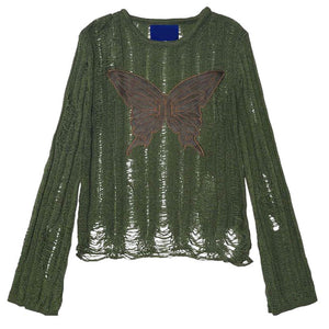 Grunge Aesthetic Butterfly Knit Top