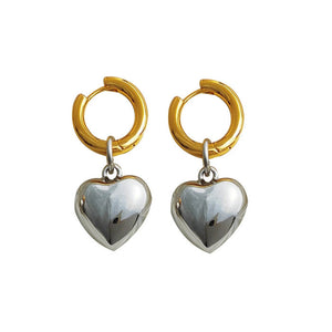Heart Pendant Hoop Earrings