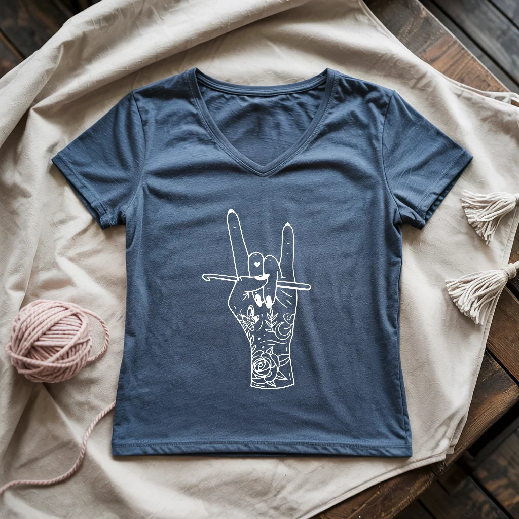 Crocheting Rock Lady V-neck