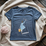 Gone Knitting Lady V-neck