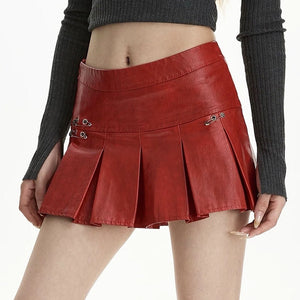 Leather Mini Skirt with Safety Pins