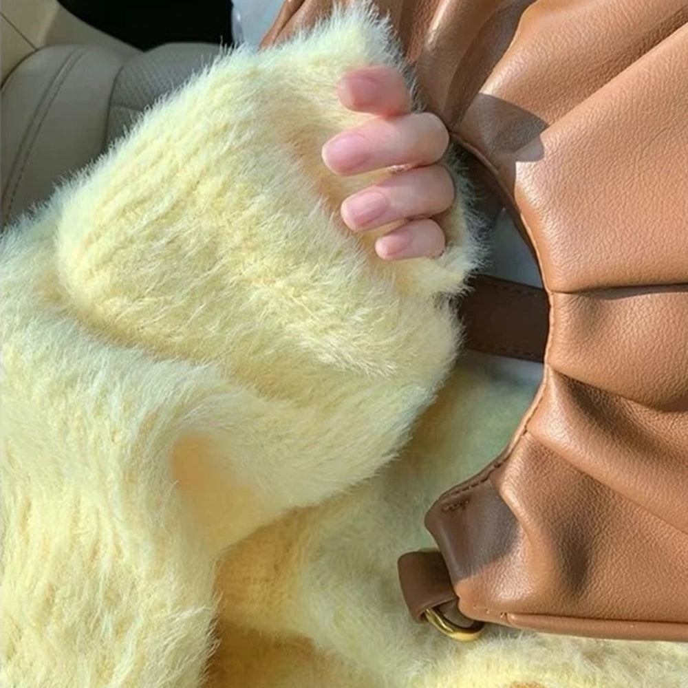 Pastel Yellow Fuzzy Cardigan