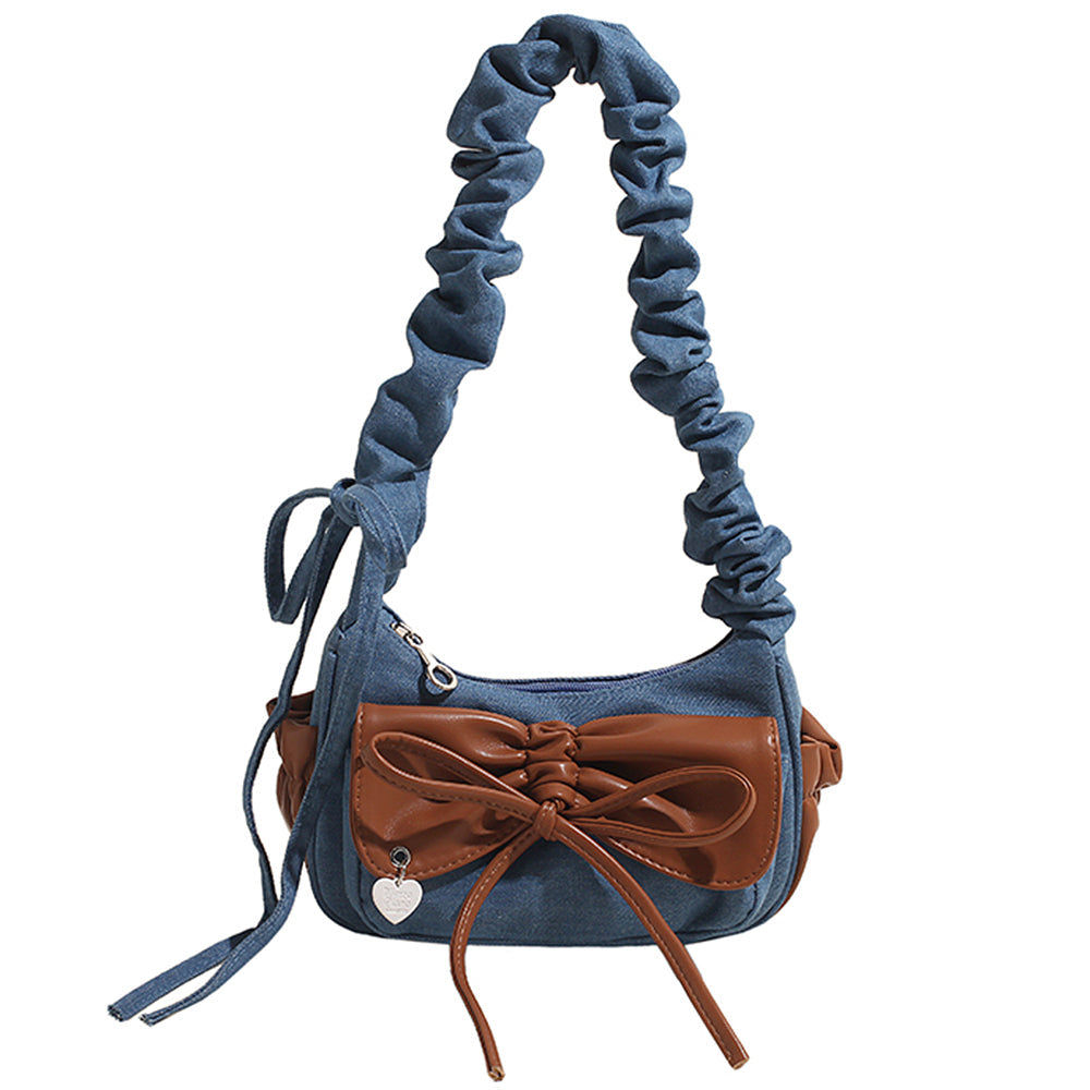 Pastel Bow Ruched Shoulder Bag