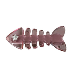 Pink Fish Bone Claw Clip