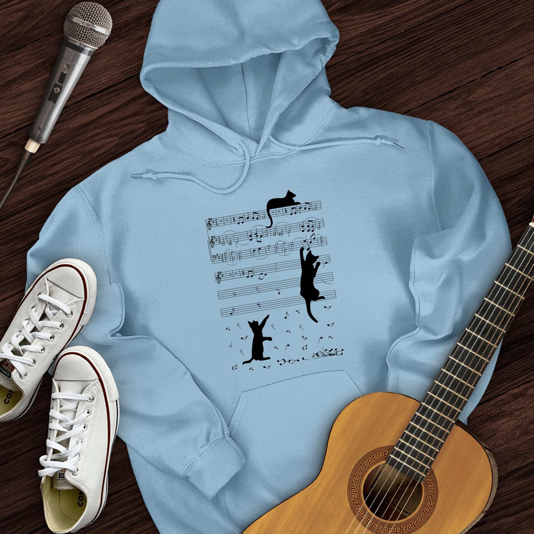 Climbing Cat On Musical Note Hoodie