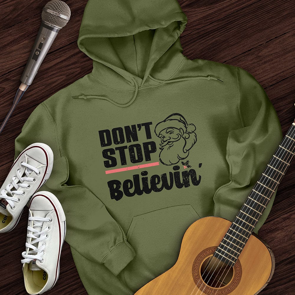 Don't Stop Believing Santa Hoodie