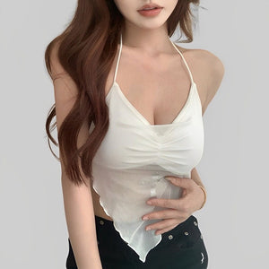 Y2K Rhinestone Cross Scarf Top