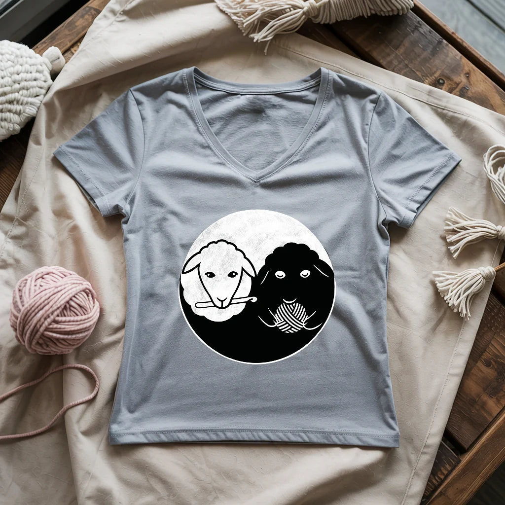 Black & White Sheeps Lady V-neck
