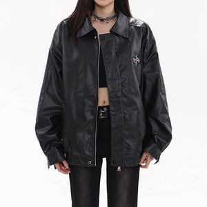 Star Girl Bomber Leather Jacket