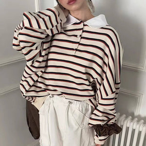 Bonjour Baby Stripe Polo Sweatshirt