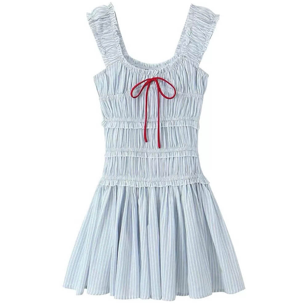 Seaside Striped Ruffle Mini Dress