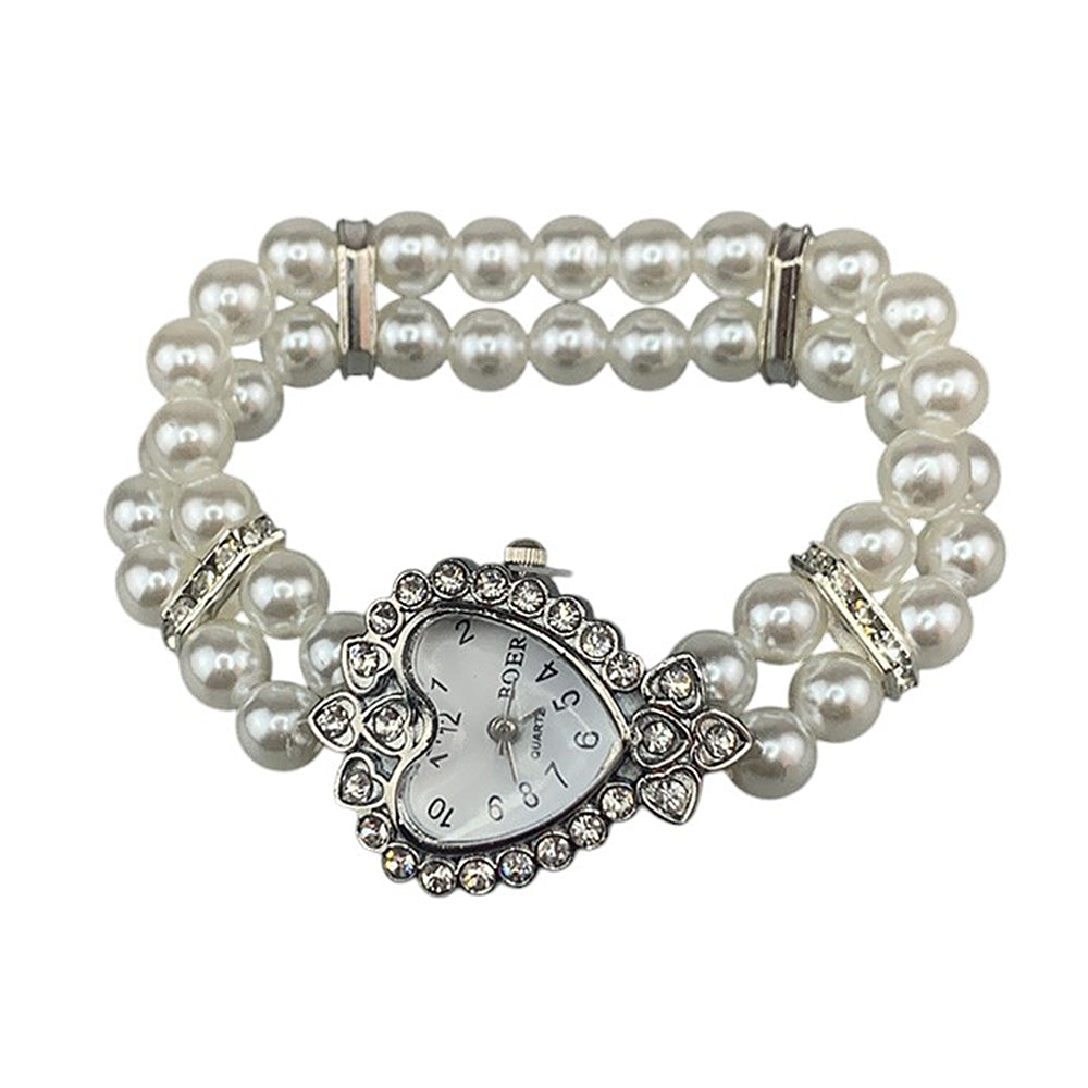 Vintage Heart Pearl Watch Bracelet
