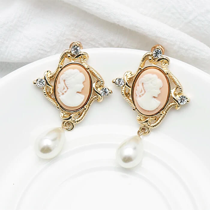 Vintage Style Cameo Earrings