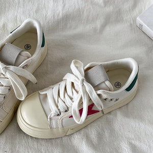 White & Red Star Sneakers
