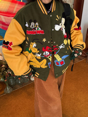 Cartoon College Style Bomber Jacket
