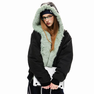 Y2K Mint Fur Parka