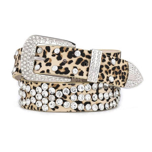 Y2K Rhinestone Leopard Belt